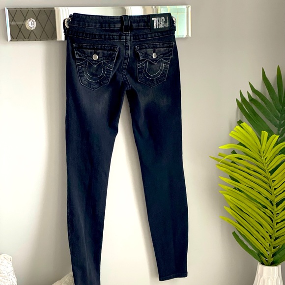 True Religion Black Stone Wash with Crystal Details - Picture 5 of 7
